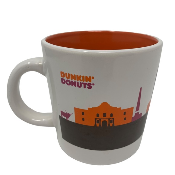 Dunkin’ Donuts Texas Mug “Texas Runs on Dunkin’” Orange Interior 14 oz - Picture 3 of 6